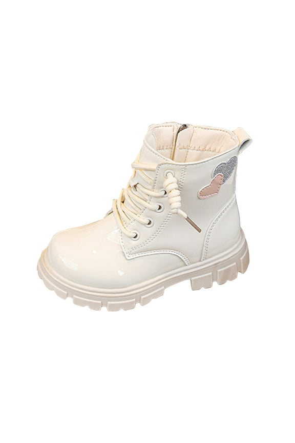 Girls' Boots Outdoor Four Seasons Ankle Sneaker High Top Casual Classic Hiking Shoes Kids Boots Boys White,11.5