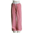 thumbnail image 1 of Sopiago Girls Casual Checkered Pants Drawstring Elastic Waist Comfy Girls Loose Pants Straight Wide Leg Plaid Pants with Pockets 5-6 Years,Red, 1 of 5