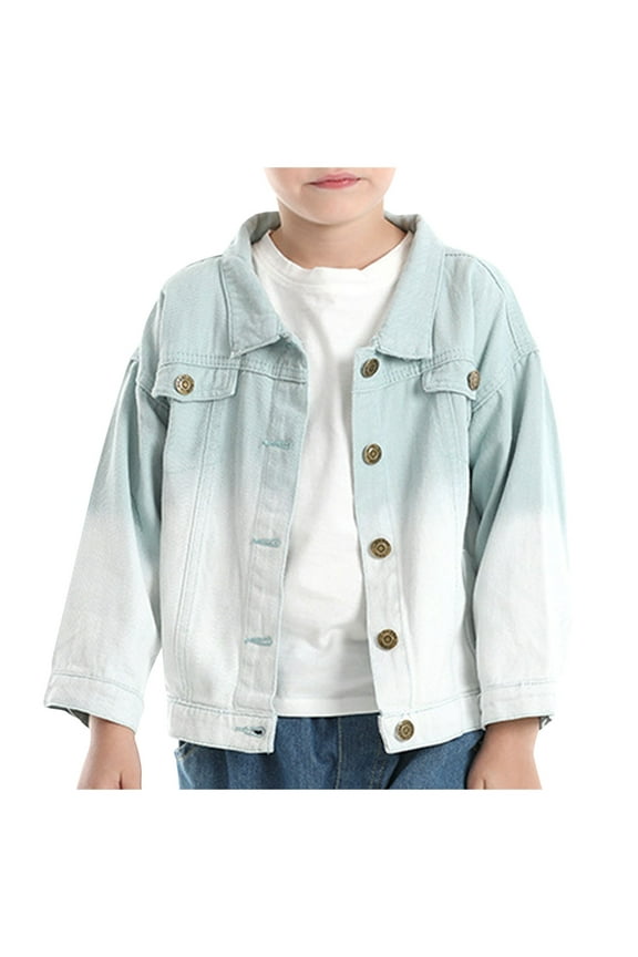 Girls Denim Jacket Gradient Jean Jacket for Girls Blue,70