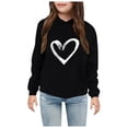 thumbnail image 1 of Sopiago Girls' Fashion Hoodies & Sweatshirts Casual Long Sleeve Cute Lightweight Pullover Tops Loose Solid Heart Print Sweatshirt Black,8-9 Years, 1 of 6