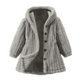 thumbnail image 1 of Sopiago Girls Fuzzy Fleece Jackets Casual Button Down Sherpa Overcoat Fur Toddler Jackets for Girls Outwear with Hood Grey,3-4 Years, 1 of 3