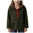 thumbnail image 1 of Sopiago Girls Half Zip Hoodies Casual Long Sleeve Oversized Sweatshirt Kids Cute Stand Collar Pullover with Pocket Green,3-4 Years, 1 of 4