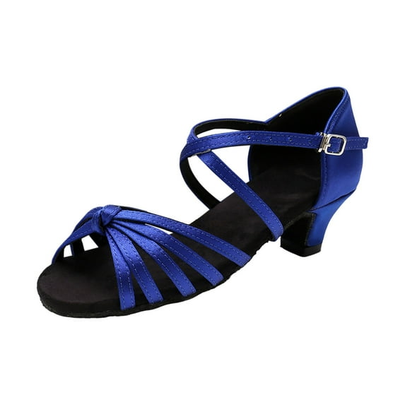 Sopiago Girls Latin Dance Shoes Low Heels Tango Salsa Ballroom Shoes for Girls Blue,4 (Little Kid/Big Kid)