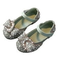 thumbnail image 1 of Sopiago Girls Mary Jane Bridesmaids Dress Shoes Toddler Kids Wedding Party Sparkle High Heel Princess Shoes Glitter Flat Shoes Green,13, 1 of 5
