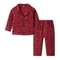 thumbnail image 1 of Sopiago Girls Pajama Sets Elk Christmas Tree Printed Button Down Tops + Pants Toddler Sleepwear Cotton Pajamas Toddler Red,5-6 Years, 1 of 6