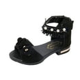 thumbnail image 1 of Sopiago Girls Sandals Low Heels Dress Pumps Ankle Strap Open Toe Flower Wedding Party Dress Shoes Girls Black,1 (Little Kid/Big Kid), 1 of 7