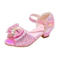thumbnail image 1 of Sopiago Girls Sandals Sparkle Mary Jane Low Heel Shoes Princess Flower Wedding Party Dress Shoes for Girls Pink,3.5 (Little Kid/Big Kid), 1 of 7
