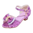 thumbnail image 1 of Sopiago Girls Sandals Sparkle Mary Jane Low Heel Shoes Princess Flower Wedding Party Dress Shoes for Girls Purple,13.5 (Little Kid/Big Kid), 1 of 6