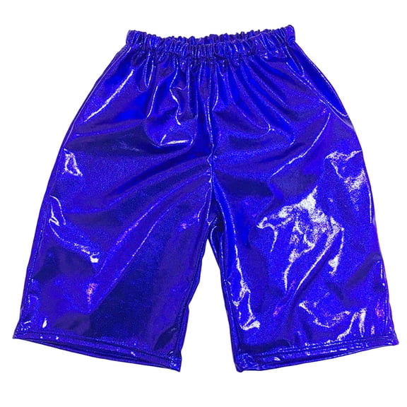 Sopiago Girls Sequin Shorts Elastic Straight Leg Sparkly Glitter Party High Waist Metallic Shorts for Girls (Blue,4-5 Years)
