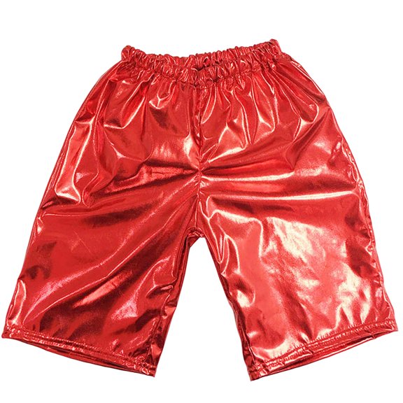 Sopiago Girls Sequin Shorts Elastic Straight Leg Sparkly Glitter Party High Waist Metallic Shorts for Girls (Red,3-4 Years)