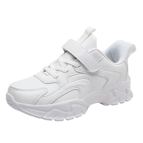 Sopiago Girls Shoes Leather Walking Shoes Lightweight SoftSoled Running Shoes for Girls (Little Kid/Big Kid) White,2