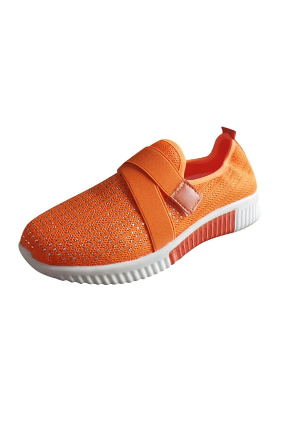 Girls Sneakers Fashion Sneakers for Women Women's Platform Wedge Athletic Tennis Walking Shoes Slip On Mesh Casual Fashion Sneakers Orange,40