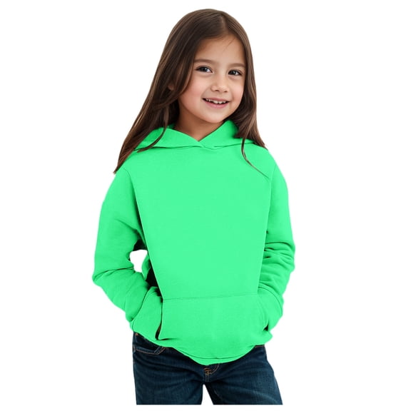 Sopiago Girls Solid Color Hoodie with Pocket Casual Pullover Sweatshirts Girls Green,4-5 years