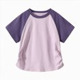 thumbnail image 1 of Sopiago Girls Striped Short Sleeve T Shirts Kids Summer Oversized Tops Casual Crewneck Tees 5-14 Years Shirt for Girls Purple,3-4 Years, 1 of 6