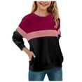 thumbnail image 1 of Sopiago Girls Sweatshirt Casual Crewneck Long Sleeve Cute Pullover Oversized Lightweight Fleece Tops Side Split Black,8-9 Years, 1 of 7