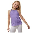 thumbnail image 1 of Sopiago Girls Tank Top Solid Sleeveless Undershirts for Toddler Girls Cami Crew Neck Undershirts Soft Dance Tank Tops Purple,5-6 Years, 1 of 5
