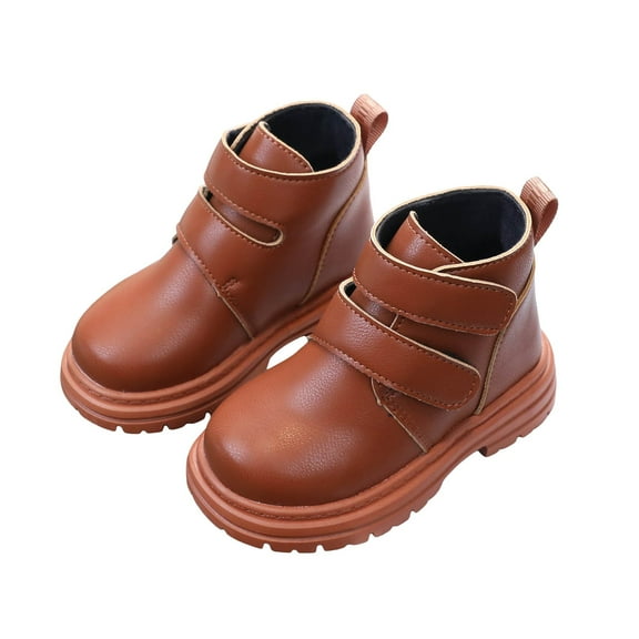 Sopiago Girls Toddler Boots Boys Girls Side Zipper Lace Up Work Boots Combat Boots Toddler Brown,9