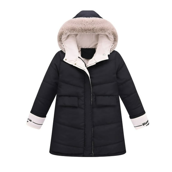 Sopiago Girls Winter Coats Water Resistant Quilted Puffer Jacket Snow Outwear Black,7-8 Years