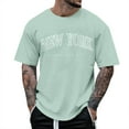 thumbnail image 1 of Sopiago Graphic T Shirts for Men Short Sleeve New York Letter Print Crewneck Casual Regular Mens T-Shirts Mint Green,L, 1 of 4