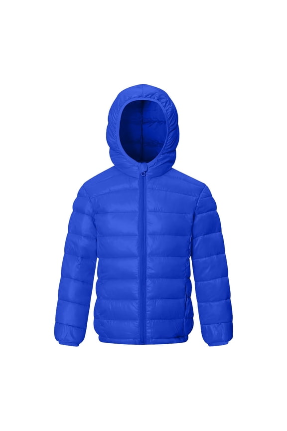 Hooded Puffer Jackets for Boys and Girls – Lightweight and Packable – Autumn and Winter Coat, Warm and Comfy Winter Jacket for Toddler Boys Girls 5-6 Years,Blue