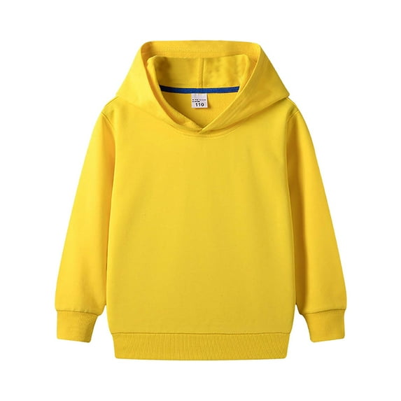 Sopiago Hoodie for Boys Soft Fleece Pullover Hooded Sweatshirt Classic Casual Solid Color Fall Winter Clothes Yellow,8-9 Years
