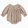 thumbnail image 1 of Sopiago Infant Baby Girl Plaid Romper Baby Sweatshirt Romper Ruffle Festival Clothes Fall Winter Outfits（Khaki,12-18 Months）, 1 of 4