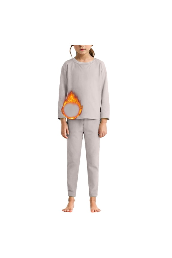 Infant Pajamas Basic Solid Color Cotton Sleepwear Soft Long Sleeve 2pcs Set Pajamas Set for Girls Grey,12-24 Months