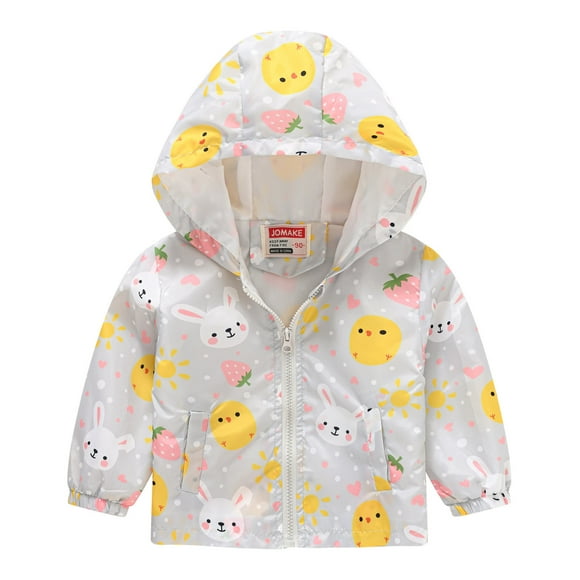Sopiago Infant Raincoat Zipper Hooded Windproof Coat Windbreaker Cartoon Outwear Yellow,18-24 Months