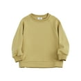 thumbnail image 1 of Sopiago Sweatshirt Long Sleeve Pullover Crewneck Tops Shirts Sweater Solid Color Cotton Warm Clothes Yellow,4-5 Years, 1 of 4