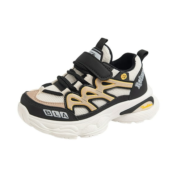 Sopiago Kids Athletic Shoes Breathable Walking Shoes Lightweight Athletic Sneakers for Toddler Girls Black,13(Little Kid/Big Kid)