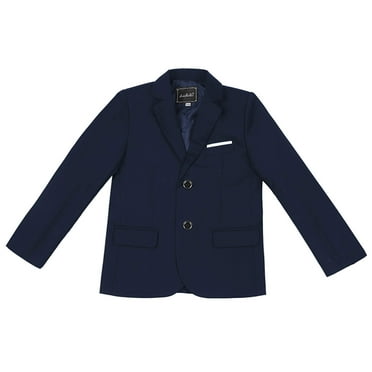 Sopiago Kids Boys Gentleman Blazer Lapel Long Sleeve two-Button Jacket Outwear Navy,5-6 Years