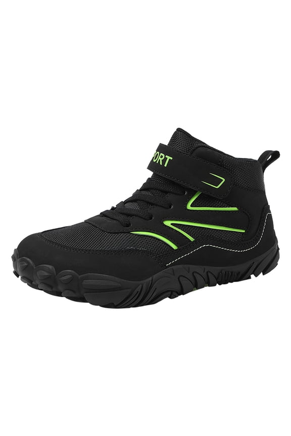 Kids Boys Girls Hiking Shoes Wide Toe Box Hiking Boots Barefoot Outdoor Shoes for Walking Climbing Running Black (Little kid/Big kid),13.5