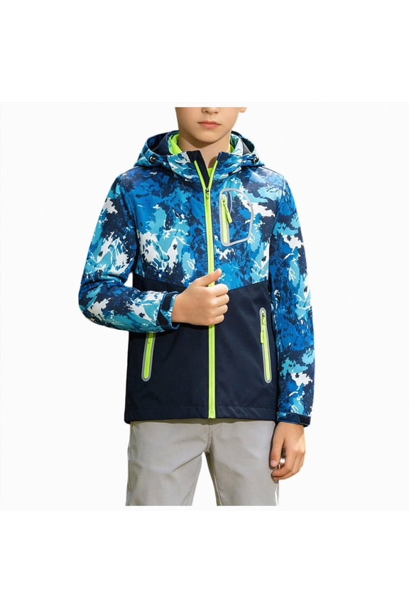 Kids Boys Girls Lightweight Waterproof Rain Jacket with Hood for School Hiking（Green,12-13 Years）