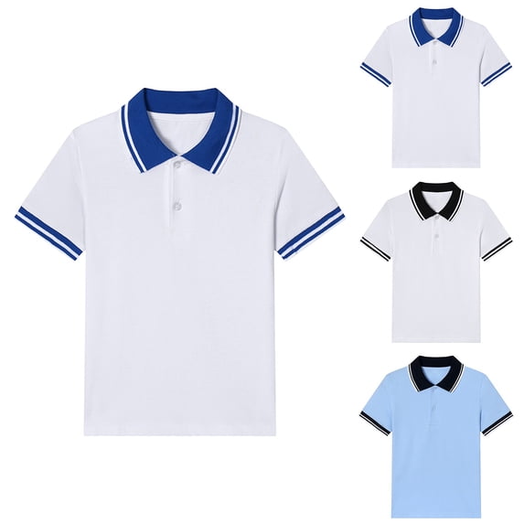 Sopiago Kids Boys Girls Short Sleeve School Uniform Shirts String Pique Polo Shirts for Boys Girls Blue,8-9 Years