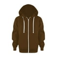 thumbnail image 1 of Sopiago Kids Boys Zip Up Hoodie Solid Color Sweatshirt Youth Girls Fashion Hooded Coat with Pockets Brown,9-10 Years, 1 of 5