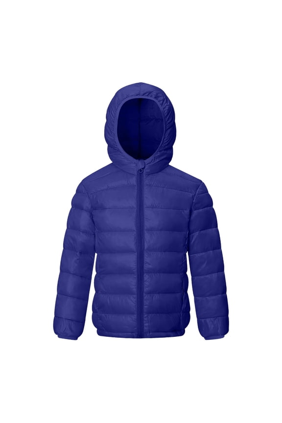 Kids Lightweight Puffer Jacket Boys Girls Winter Jacket Padded Quilted Hooded Coat Toddler Warm Outerwear for Boys Girs 10-11 Years,Dark Blue