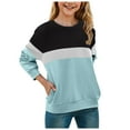 thumbnail image 1 of Sopiago Kids Sweatshirts Girls Casual Crewneck Long Sleeve Cute Pullover Oversized Lightweight Fleece Tops Side Split Light Blue,6-7 Years, 1 of 7