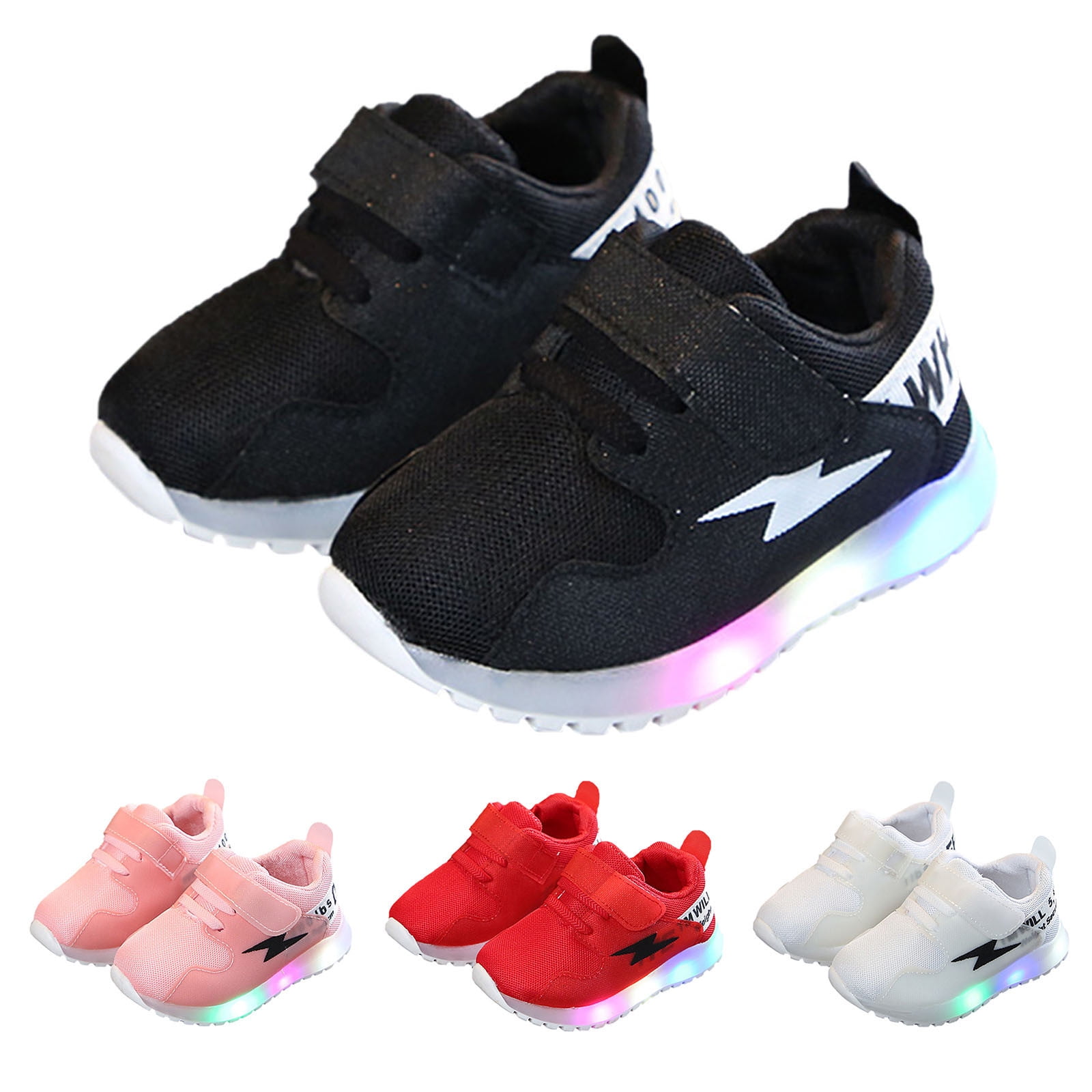 Sopiago Kids Toddler Sneakers Light Up Flashing Shoes Girls Boys Lightweight Sneaker Black,2 Years