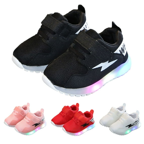 Sopiago Kids Toddler Sneakers Light Up Flashing Shoes Girls Boys Lightweight Sneaker Black,3.5 Years