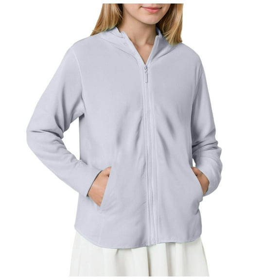 Sopiago Kids Zip-Up Hoodie Girls Boys UPF50  Sun Protection Jacket for Toddler Boys Girls Hooded Cooling Shirt (Grey,9-10 Years)