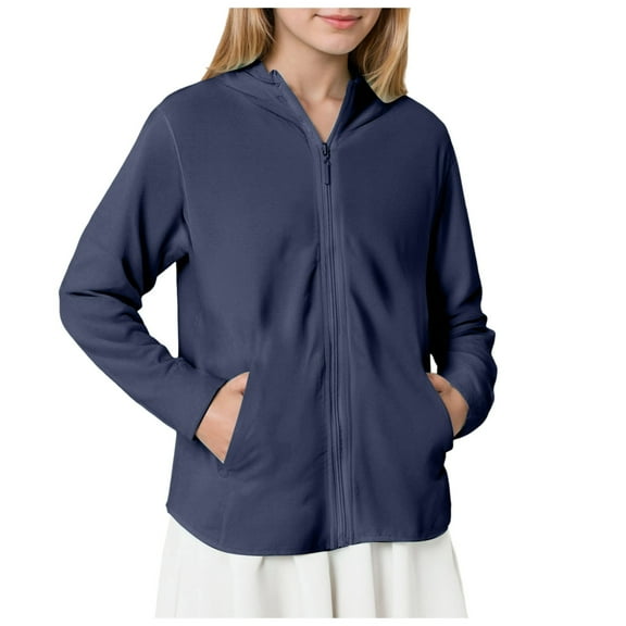 Sopiago Kids Zip-Up Hoodie Girls Boys UPF50 Sun Protection Jacket for Toddler Boys Girls Hooded Cooling Shirt (Navy,7-8 Years)