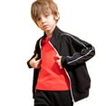 thumbnail image 1 of Sopiago Kids Zip Up Stand Collar Jacket Boys Girls Lightweight Jackets Cardigan School Coat Black,7-8 Years, 1 of 4