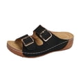thumbnail image 1 of Sopiago Ladies Sandals Women's Woven Double Band Sandals Black,7, 1 of 9