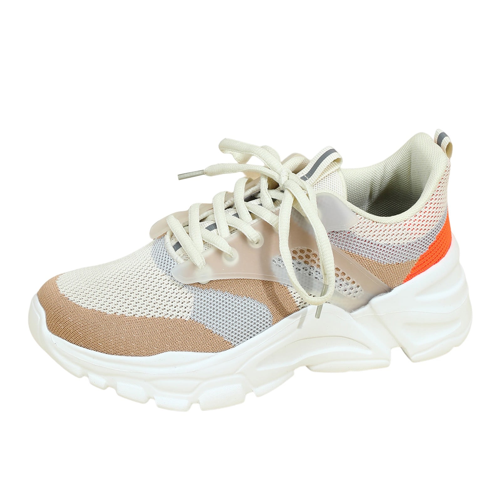 Ladies Sneakers Women's Platform Fashion Sneakers Walking Lace-Up Comfortable Dad Sneakers Workout Sport Work Casual Tennis Shoes Khaki,42