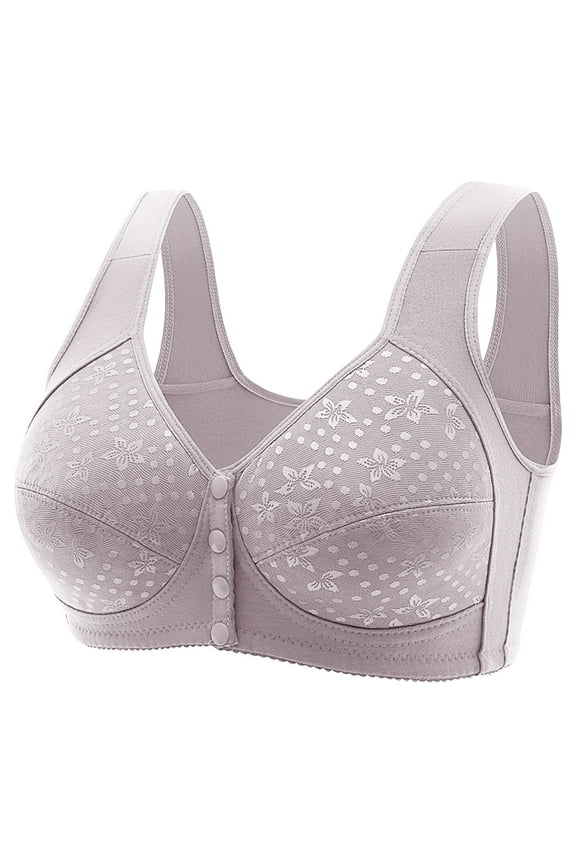 Lingerie for Women Plus Size Double Support Cotton Wire-Free Bra Womens Full Coverage Cool Comfort Grey,48