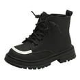 thumbnail image 1 of Sopiago Little Boy Boots Kids Unisex Lace Up Outdoor Autumn Winter Shoes Hiking Water Resistant Boots Toddler Girl Black,3, 1 of 7