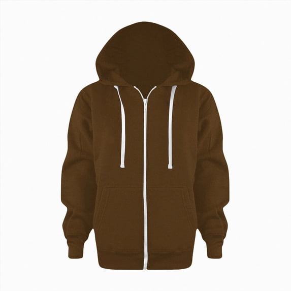 Sopiago Little Boys Girls Sweatshirt Fall Winter Full Zip Warm Lined Hooded School Uniforms Toddler Clothes(Brown,5-6 Years)