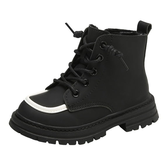 Sopiago Little Girl Boots Hiking Outdoor Waterproof Lace-up Comfort Urban Styled Boots for Toddlers Black,10.5