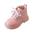 thumbnail image 1 of Sopiago Little Girls Boots Kids Unisex Lace Up Outdoor Autumn Winter Shoes Hiking Water Resistant Boots Toddler Pink,7, 1 of 7