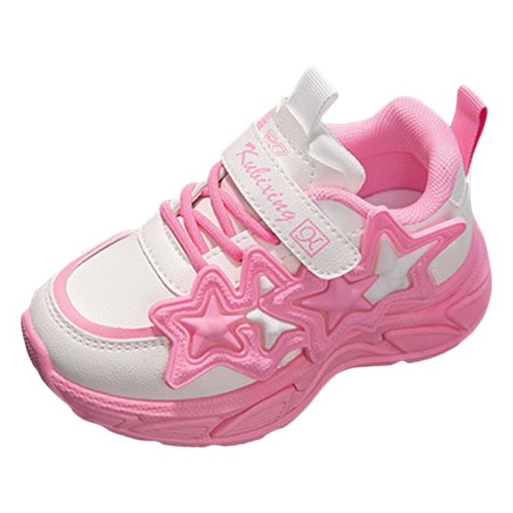 Sopiago Little Girls Sneakers Kids Lightweight Breathable Strap Athletic Running Sneakers for Girls Pink,13.5(Little Kid/Big Kid)